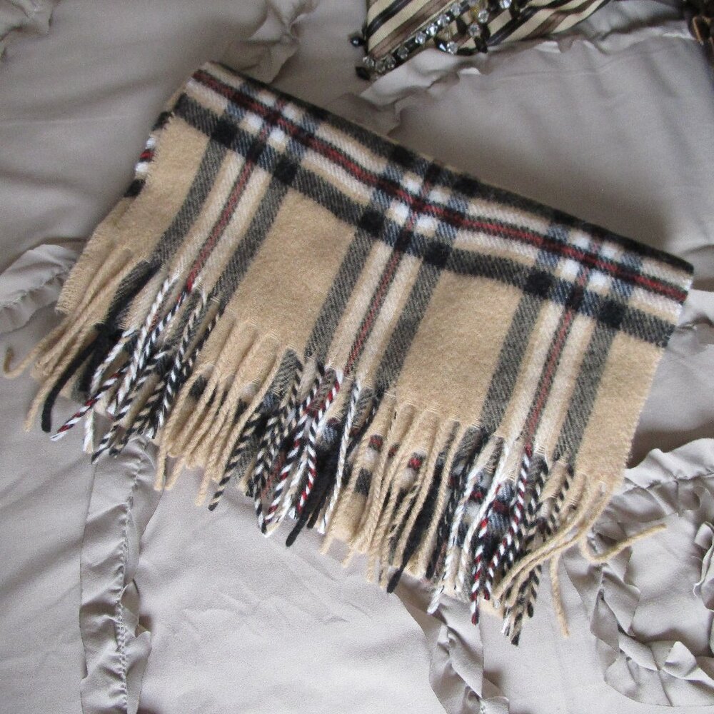 100% lambswool plaid scarf